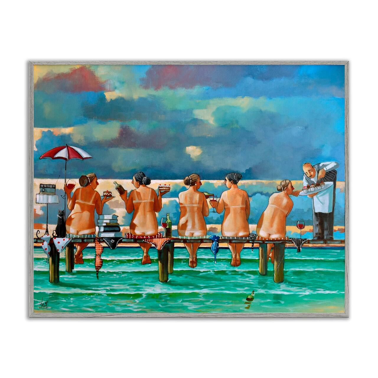 Stupell Industries Women on Dock with Tan Lines Framed Giclee Art